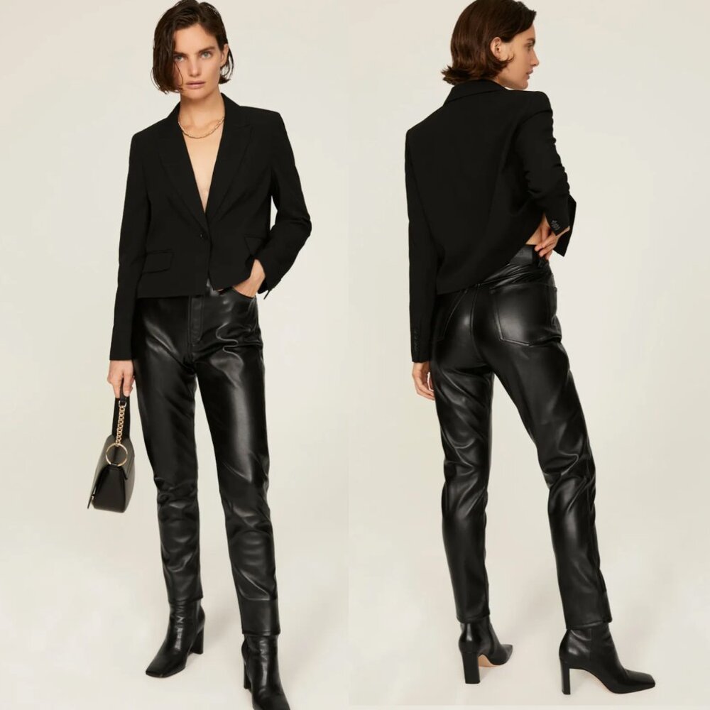 ANINE BING Sonya Faux Leather Pants, Black 25 US 2 FR 34 - Picture 2 of 12